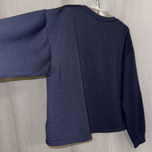 GAP M Indigo Crew French Terry Cloth Inner Athletic Crop Sweatshirt - Picture 8 of 11